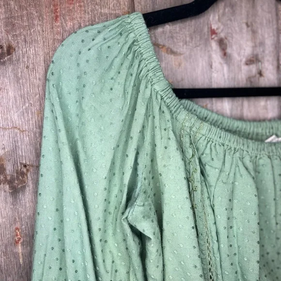 Tularosa Aritzia Luna Green Off The Shoulder Ruffle Mini Dress sz M - Picture 4 of 13